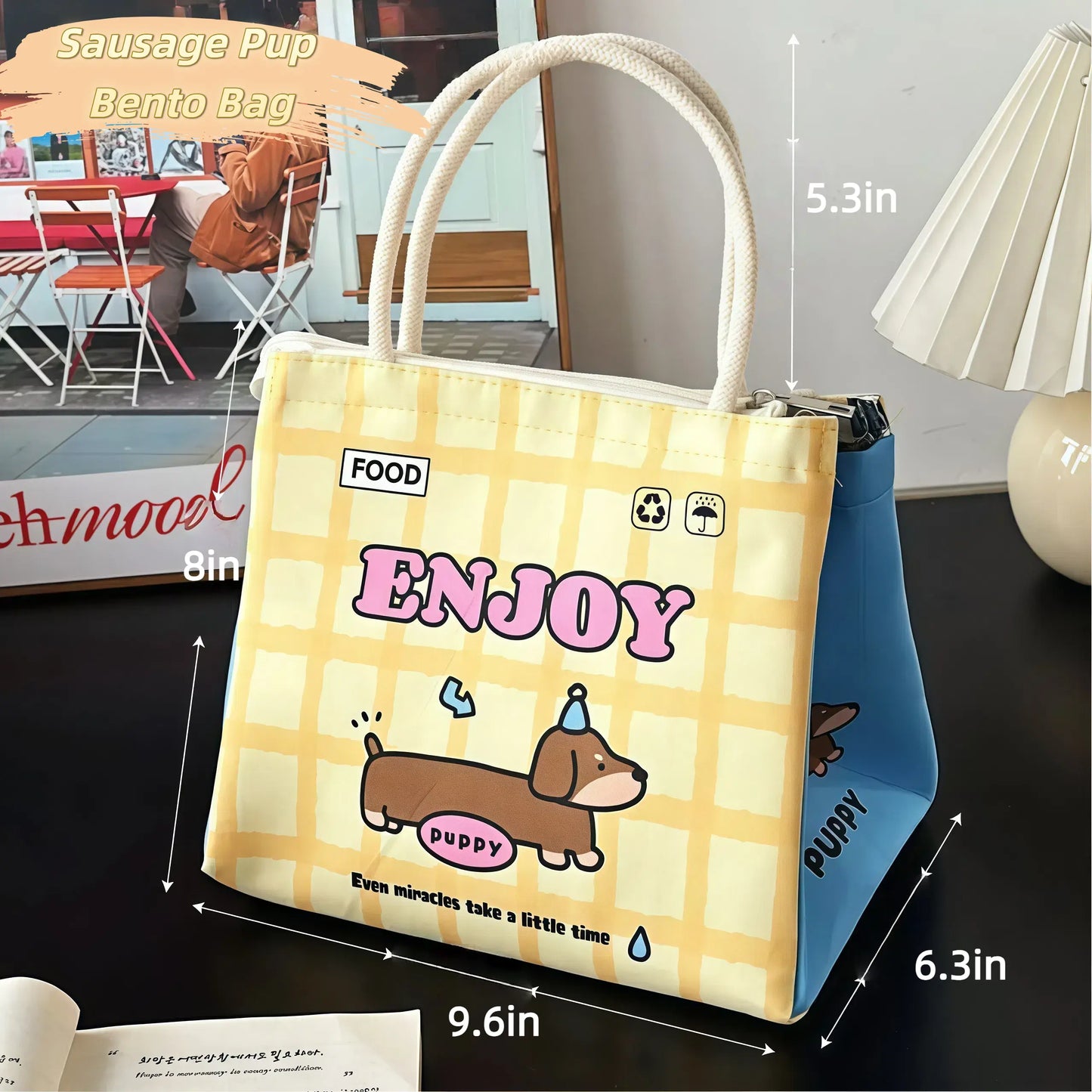 Cute Cartoon Bento Lunch Bag – 4 Styles (Burger, Cat, Bunny, Dachshund)