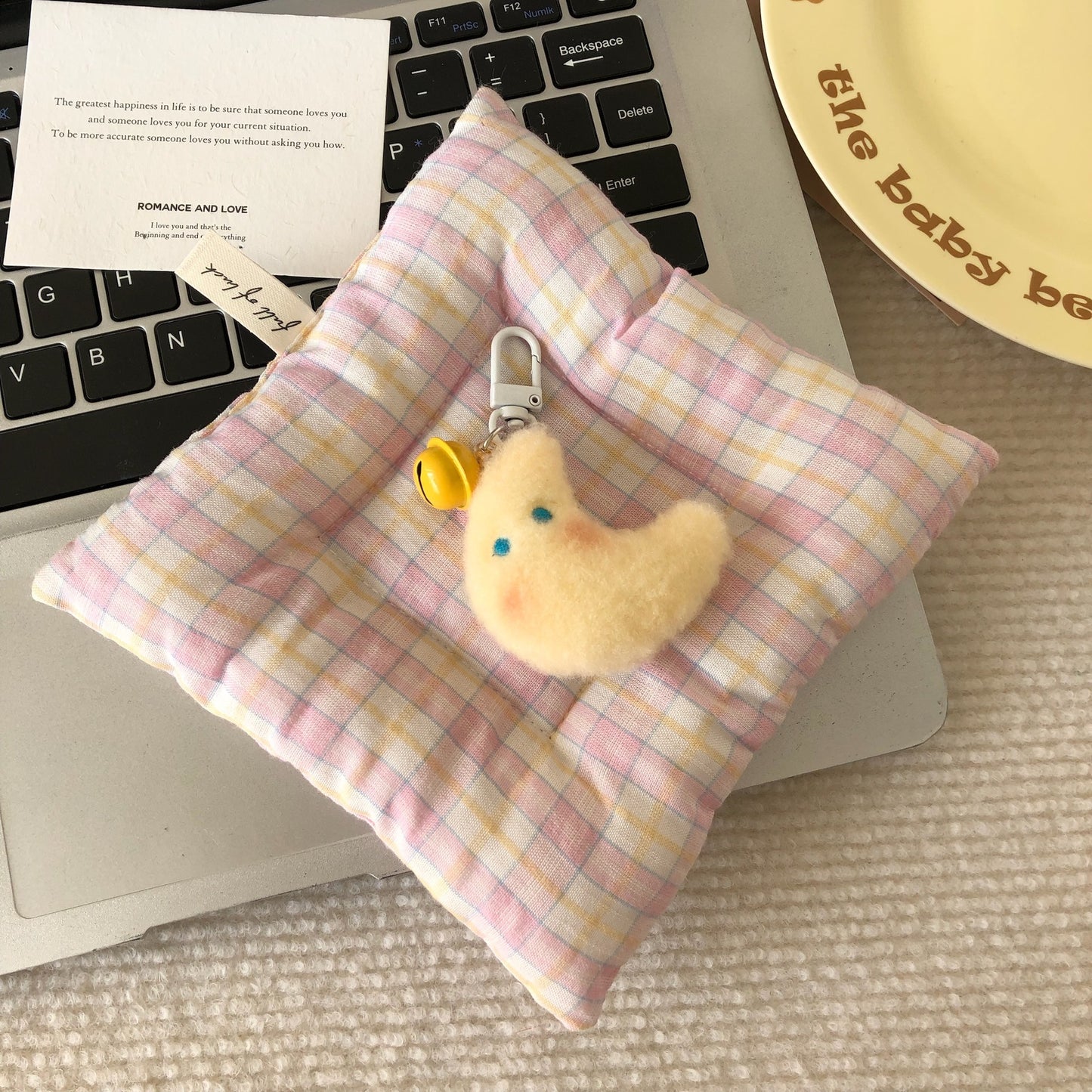 Fluffy Stars & Moon Charm — Keychain & Bag Charm, Pairs with Custom Letter Lanyard