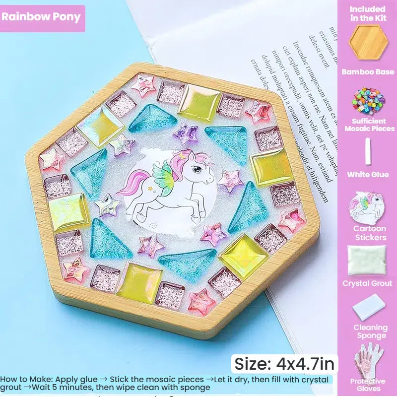 Mosaic DIY Coaster Craft Kit｜Fun Handmade Set with Full Tools – Bundle & Save: 3 for $18.88