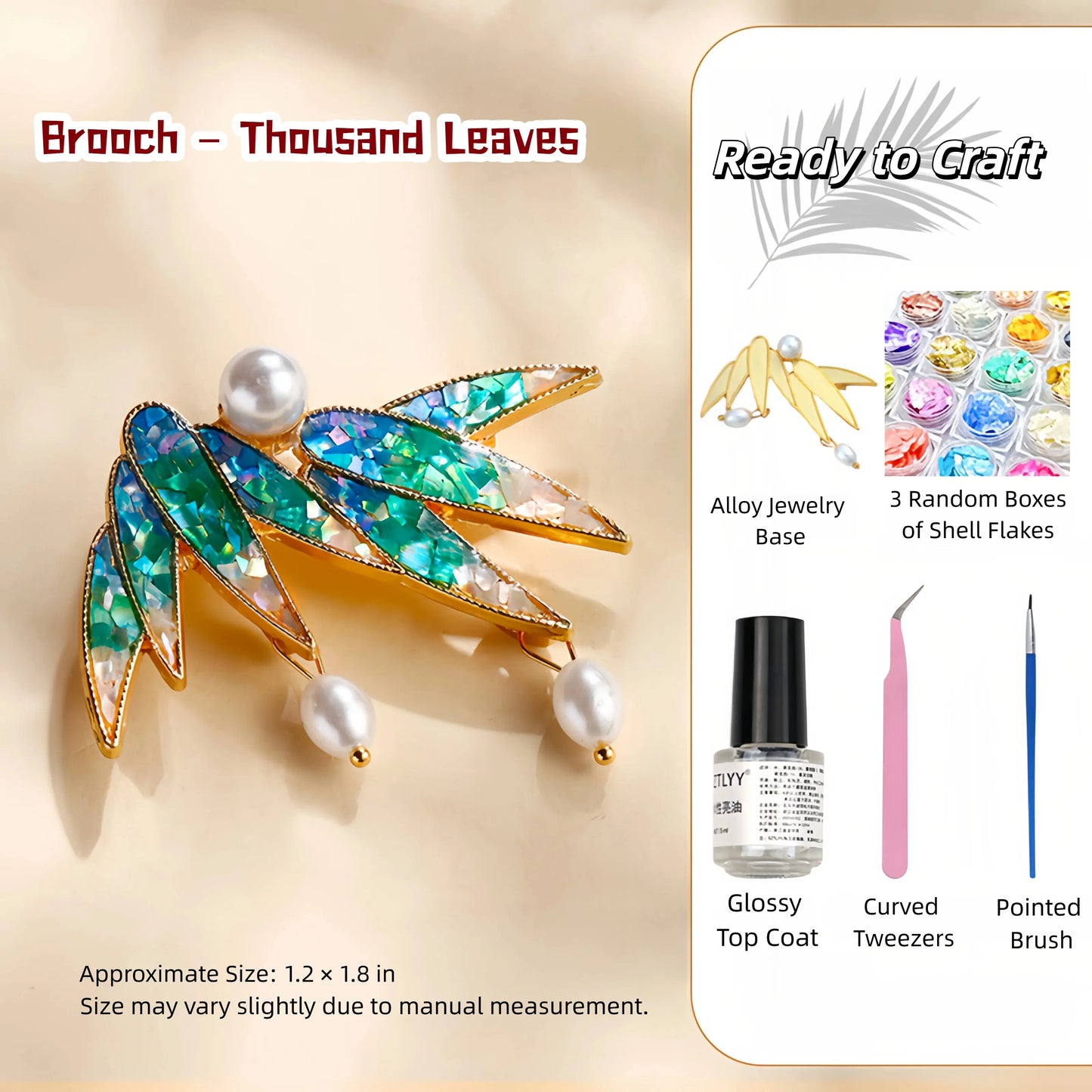 Elegant Shell-Inlaid Brooch DIY Kit – Perfect Gift Choice