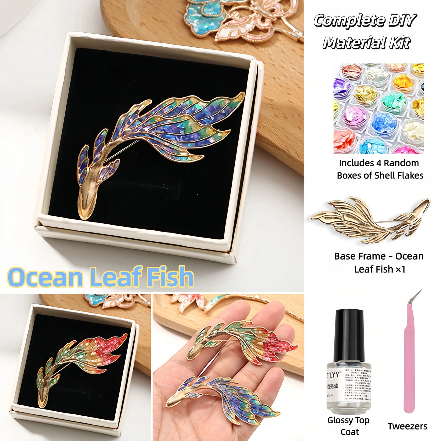 Elegant Shell-Inlaid Brooch DIY Kit – Perfect Gift Choice