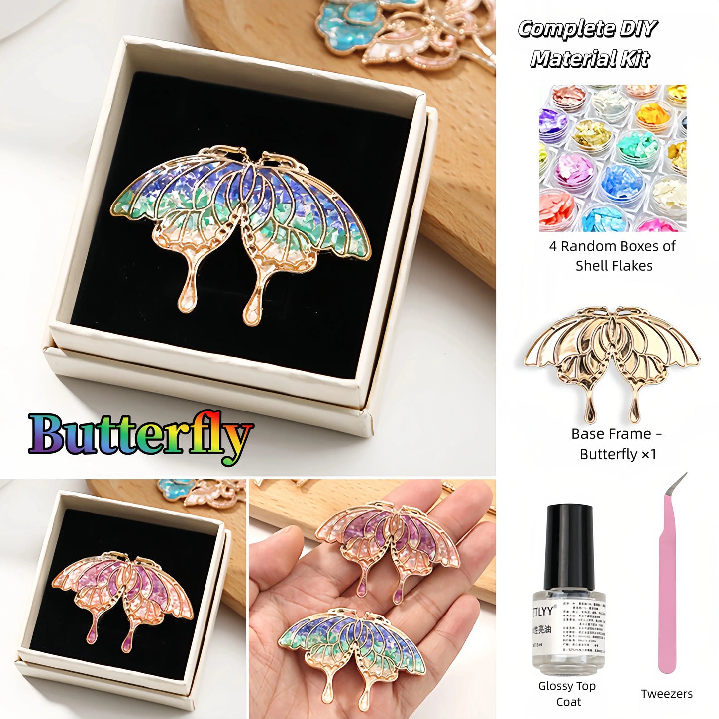 Elegant Shell-Inlaid Brooch DIY Kit – Perfect Gift Choice