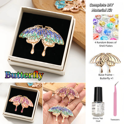 Elegant Shell-Inlaid Brooch DIY Kit – Perfect Gift Choice