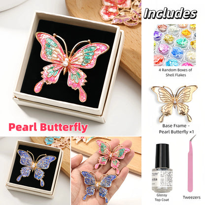 Elegant Shell-Inlaid Brooch DIY Kit – Perfect Gift Choice