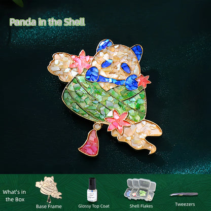 sunflowerden Ocean Gleam panda Shell Brooch