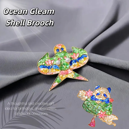 sunflowerden Ocean Gleam Shell Brooch