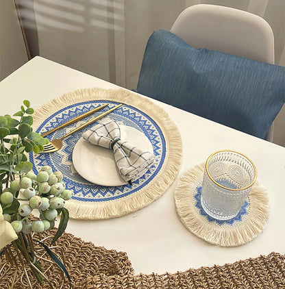 sunflowerden Bohemian Style Cotton Linen Placemat & Coaster Set