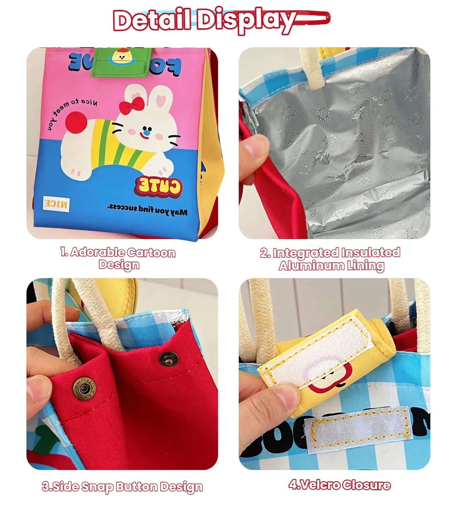 sunflowerden Cute Cartoon Bento Lunch Bag 