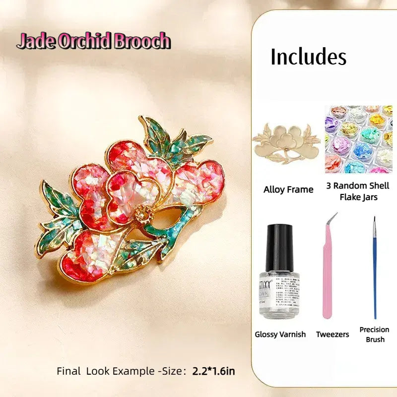Elegant Shell-Inlaid Brooch DIY Kit – Perfect Gift Choice