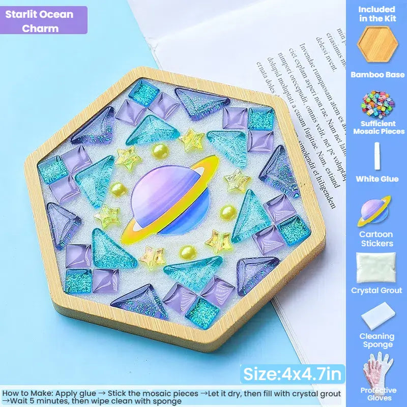 Mosaic DIY Coaster Craft Kit｜Fun Handmade Set with Full Tools – Bundle & Save: 3 for $18.88
