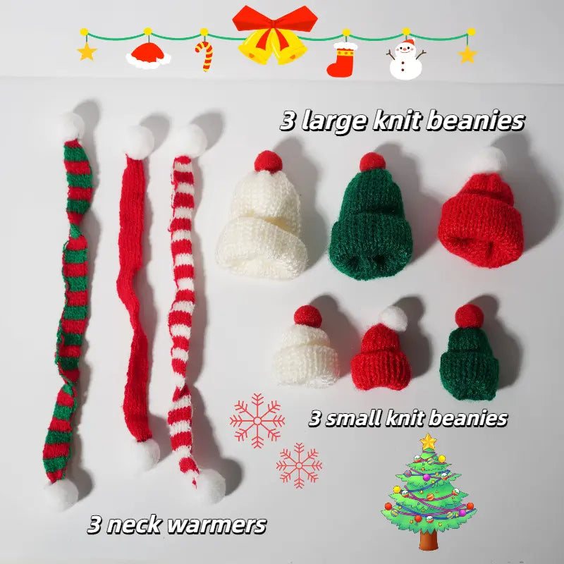 9-Piece Knit Bottle Decor Set – Mini Beanies & Scarves for Wine/Champagne