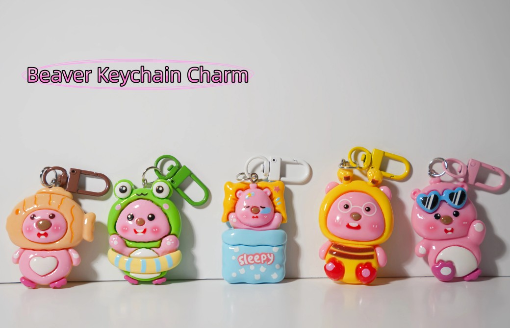 Cute Beaver Charm — Keychain & Bag Charm, Pairs with Custom Letter Lanyard