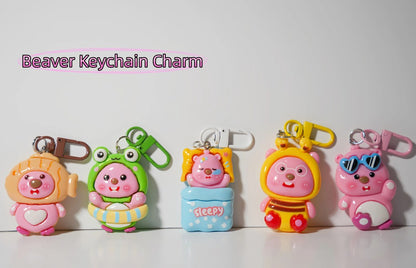 Cute Beaver Charm — Keychain & Bag Charm, Pairs with Custom Letter Lanyard