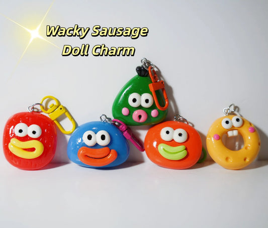 Wacky Sausage-Lips Doll Charm — Keychain & Bag Charm, Pairs with Custom Letter Lanyard