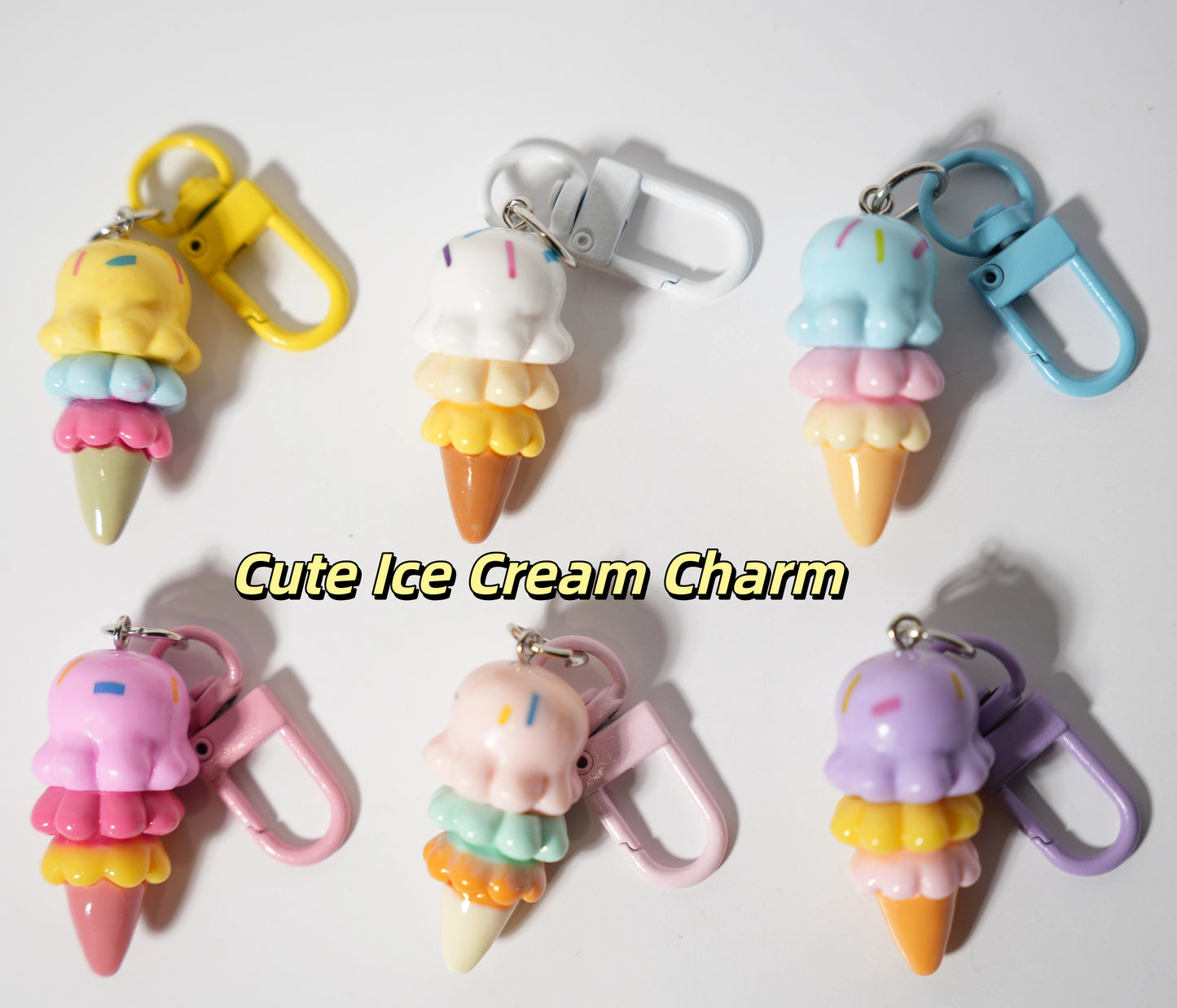 Cute Ice Cream Charm — Keychain & Bag Charm, Pairs with Custom Letter Lanyard
