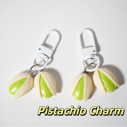 Cute Pistachio Charm — Keychain & Bag Charm, Pairs with Custom Letter Lanyard