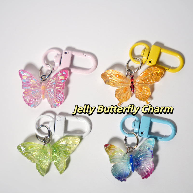Jelly Butterfly Charm — Keychain & Bag Charm, Pairs with Custom Letter Lanyard