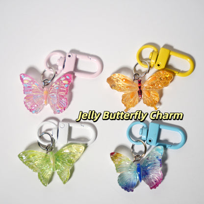 Jelly Butterfly Charm — Keychain & Bag Charm, Pairs with Custom Letter Lanyard