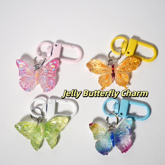 Jelly Butterfly Charm — Keychain & Bag Charm, Pairs with Custom Letter Lanyard
