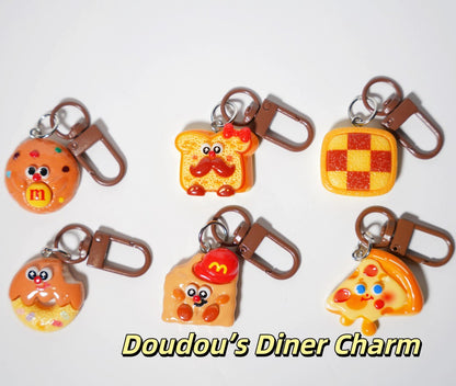 Doudou’s Diner Charm — Keychain & Bag Charm, Pairs with Custom Letter Lanyard
