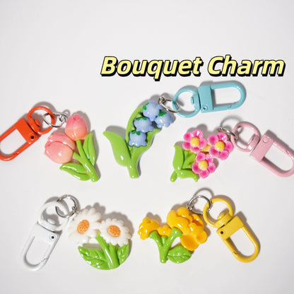 Bouquet Charm — Keychain & Bag Charm, Pairs with Custom Letter Lanyard