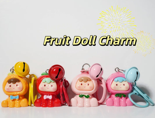 Fruit Doll Charm — Keychain & Bag Charm, Pairs with Custom Letter Lanyard