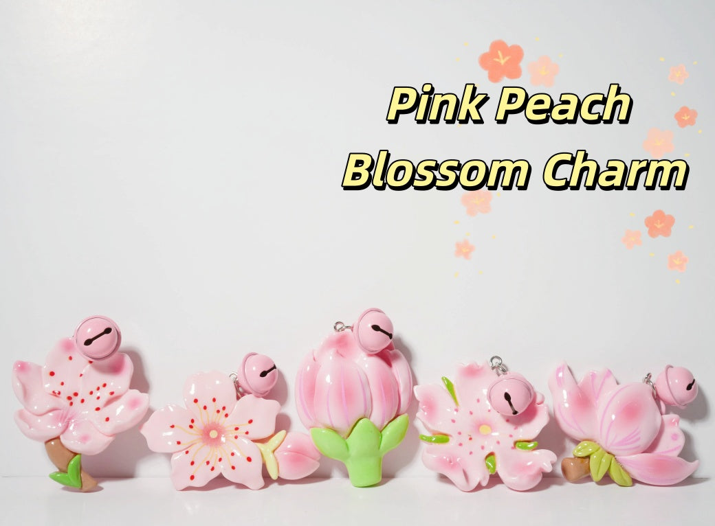 sunflowerden Pink Peach Blossom Charm—Keychain