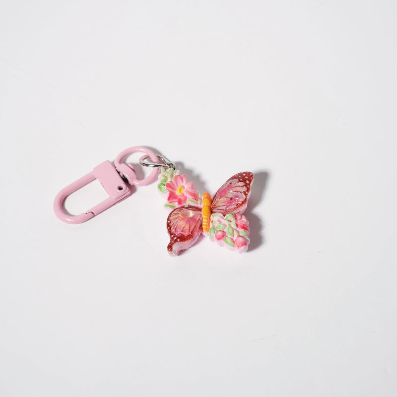 Butterfly & Flower Charm — Keychain & Bag Charm, Pairs with Custom Letter Lanyard
