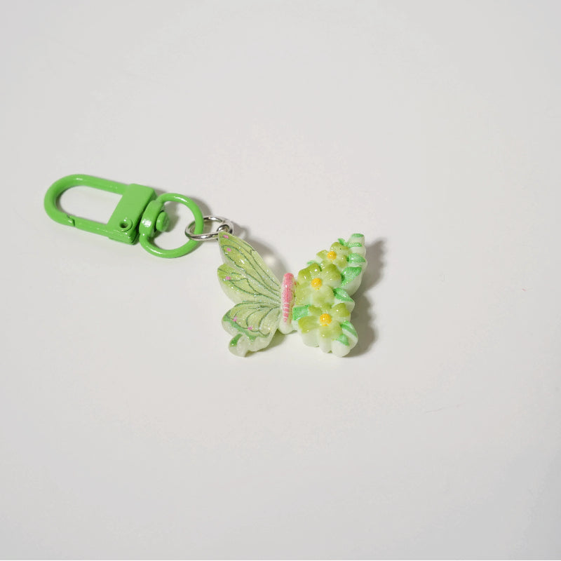 Butterfly & Flower Charm — Keychain & Bag Charm, Pairs with Custom Letter Lanyard