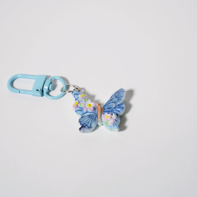Butterfly & Flower Charm — Keychain & Bag Charm, Pairs with Custom Letter Lanyard
