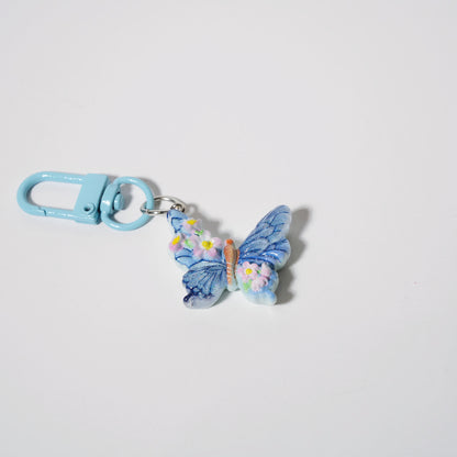 Butterfly & Flower Charm — Keychain & Bag Charm, Pairs with Custom Letter Lanyard