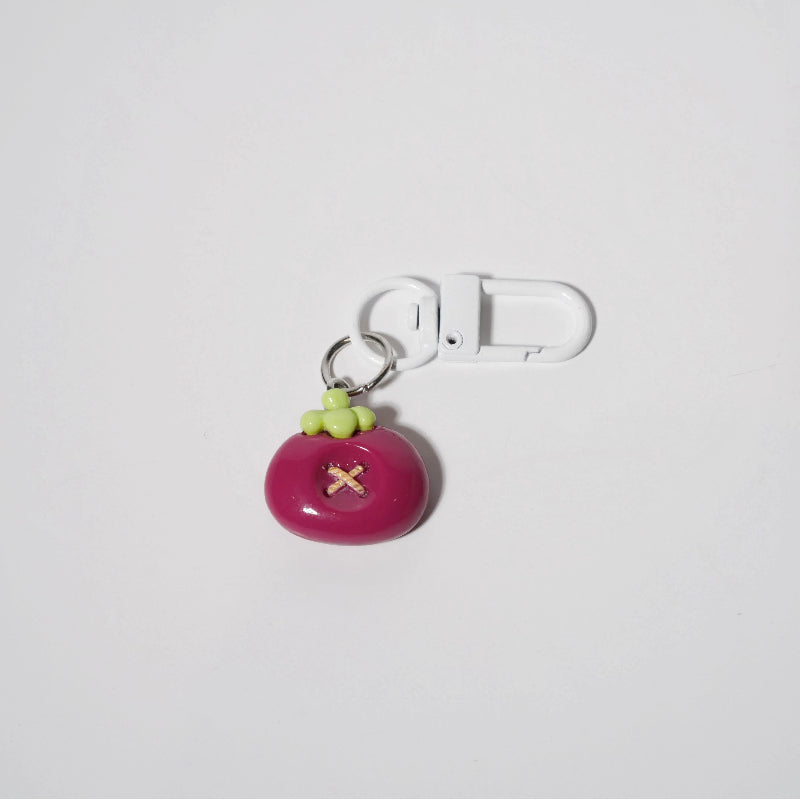 Button Fruit Charm — Keychain & Bag Charm, Pairs with Custom Letter Lanyard