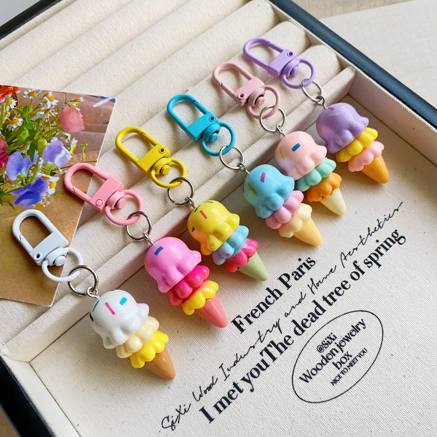 Cute Ice Cream Charm — Keychain & Bag Charm, Pairs with Custom Letter Lanyard