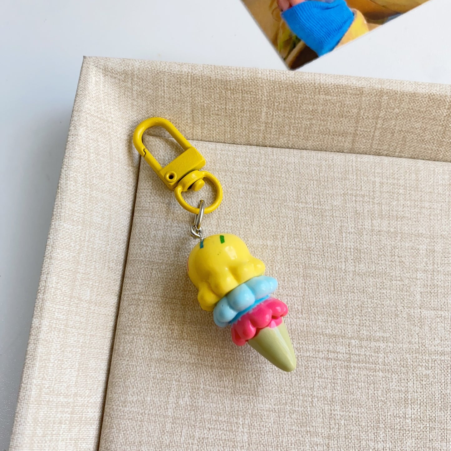 Cute Ice Cream Charm — Keychain & Bag Charm, Pairs with Custom Letter Lanyard