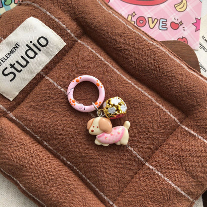 Cute Dachshund Bell Charm — Keychain & Bag Charm, Pairs with Custom Letter Lanyard