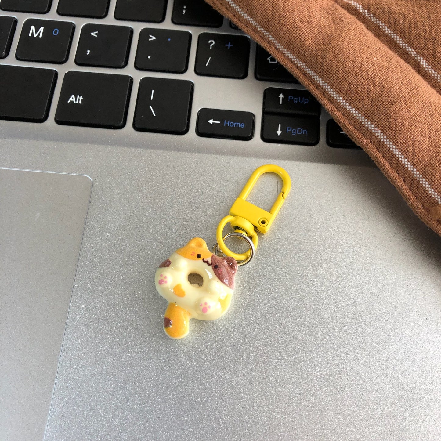 Cute Cat Donut Charm — Keychain & Bag Charm, Pairs with Custom Letter Lanyard