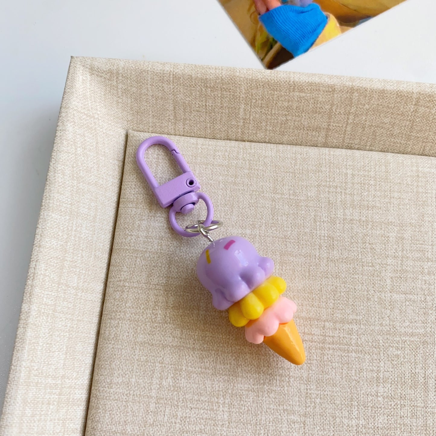 Cute Ice Cream Charm — Keychain & Bag Charm, Pairs with Custom Letter Lanyard