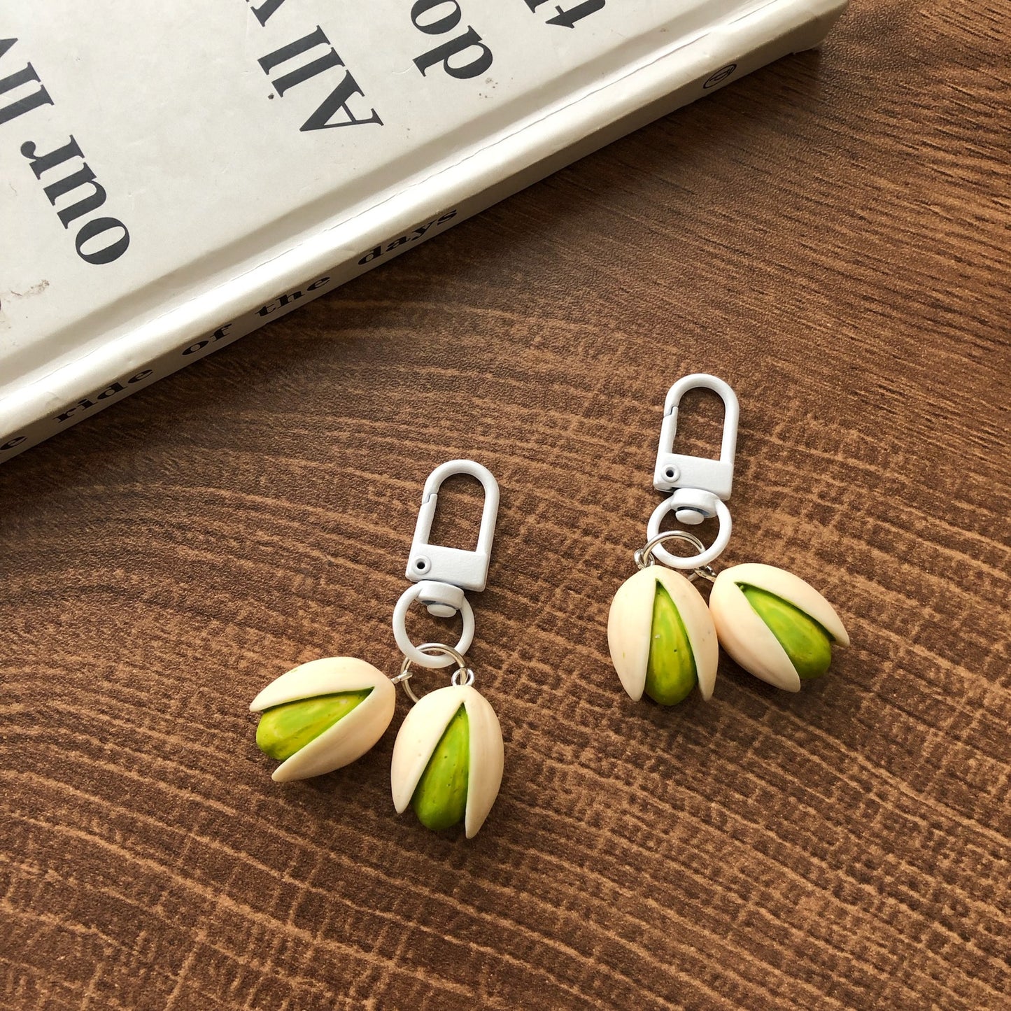 Cute Pistachio Charm — Keychain & Bag Charm, Pairs with Custom Letter Lanyard