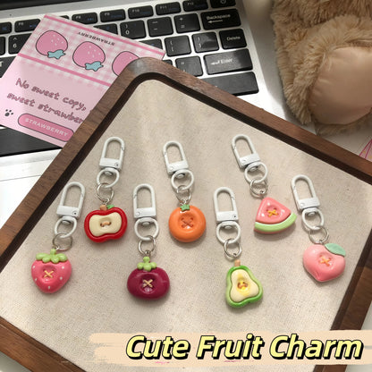 Button Fruit Charm — Keychain & Bag Charm, Pairs with Custom Letter Lanyard