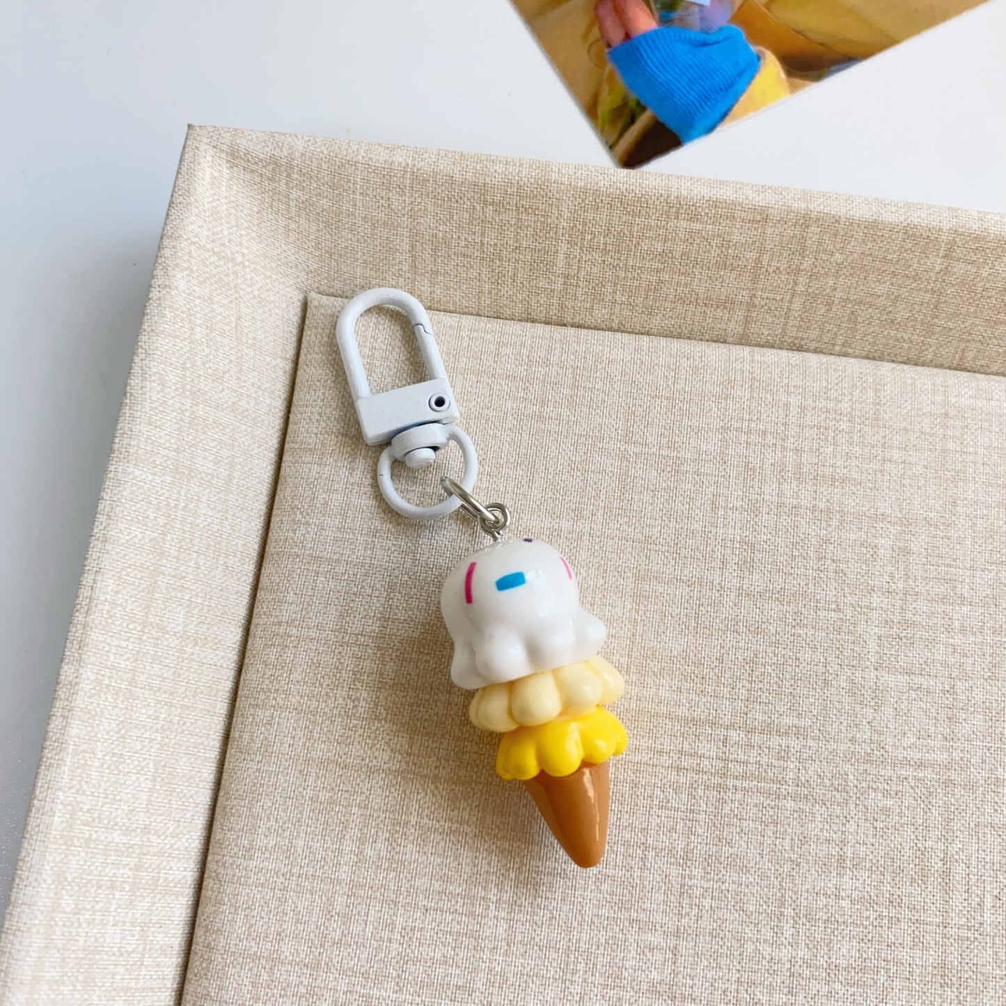 Cute Ice Cream Charm — Keychain & Bag Charm, Pairs with Custom Letter Lanyard