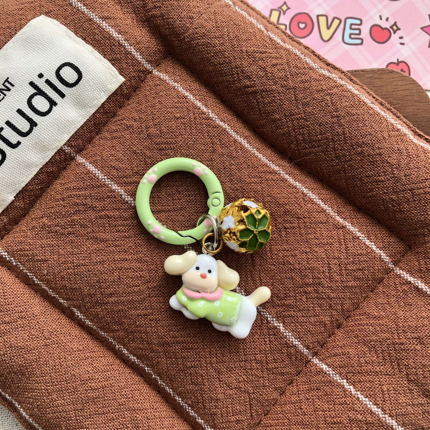 Cute Dachshund Bell Charm — Keychain & Bag Charm, Pairs with Custom Letter Lanyard