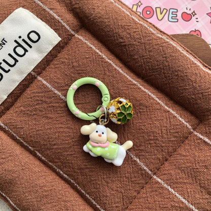 Cute Dachshund Bell Charm — Keychain & Bag Charm, Pairs with Custom Letter Lanyard