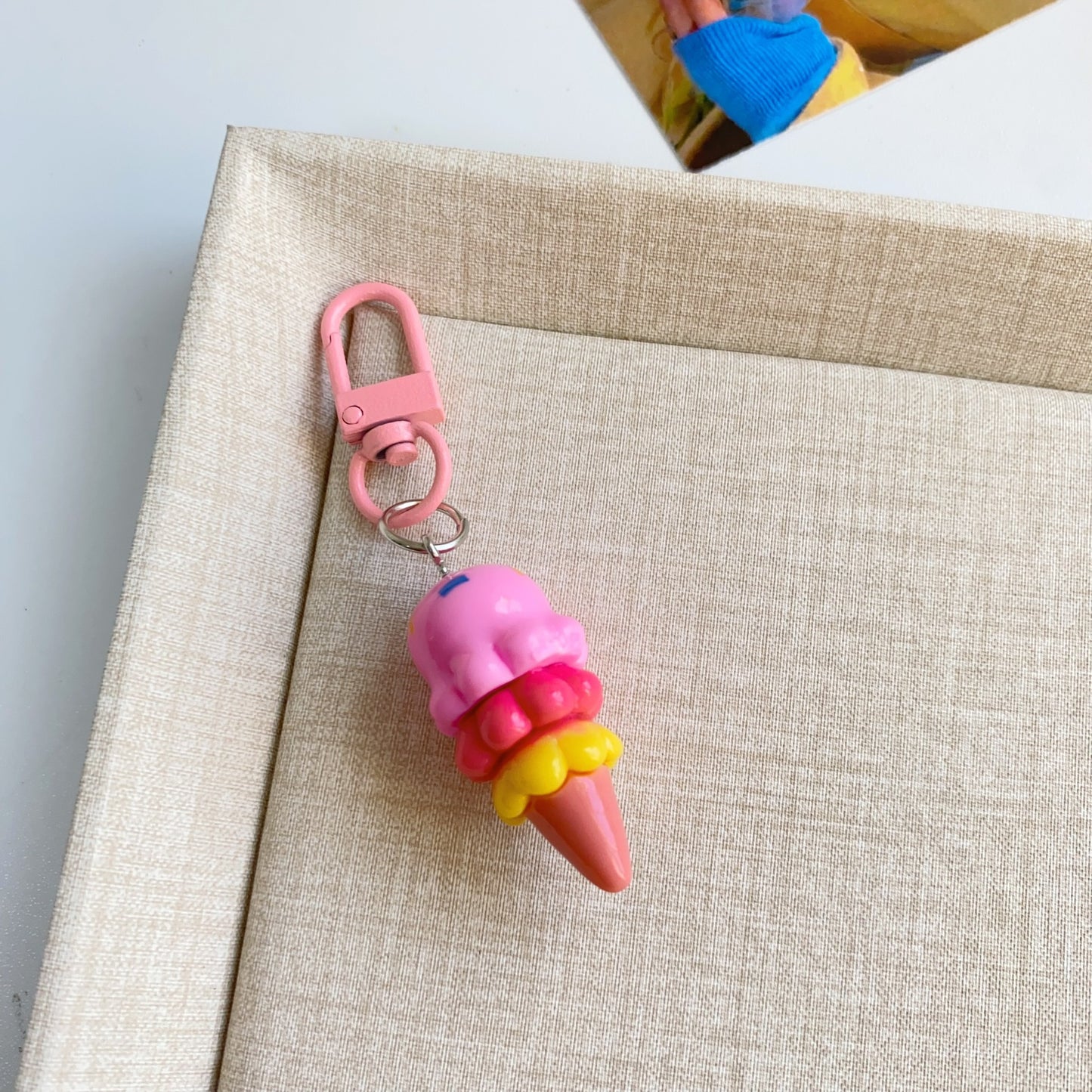 Cute Ice Cream Charm — Keychain & Bag Charm, Pairs with Custom Letter Lanyard