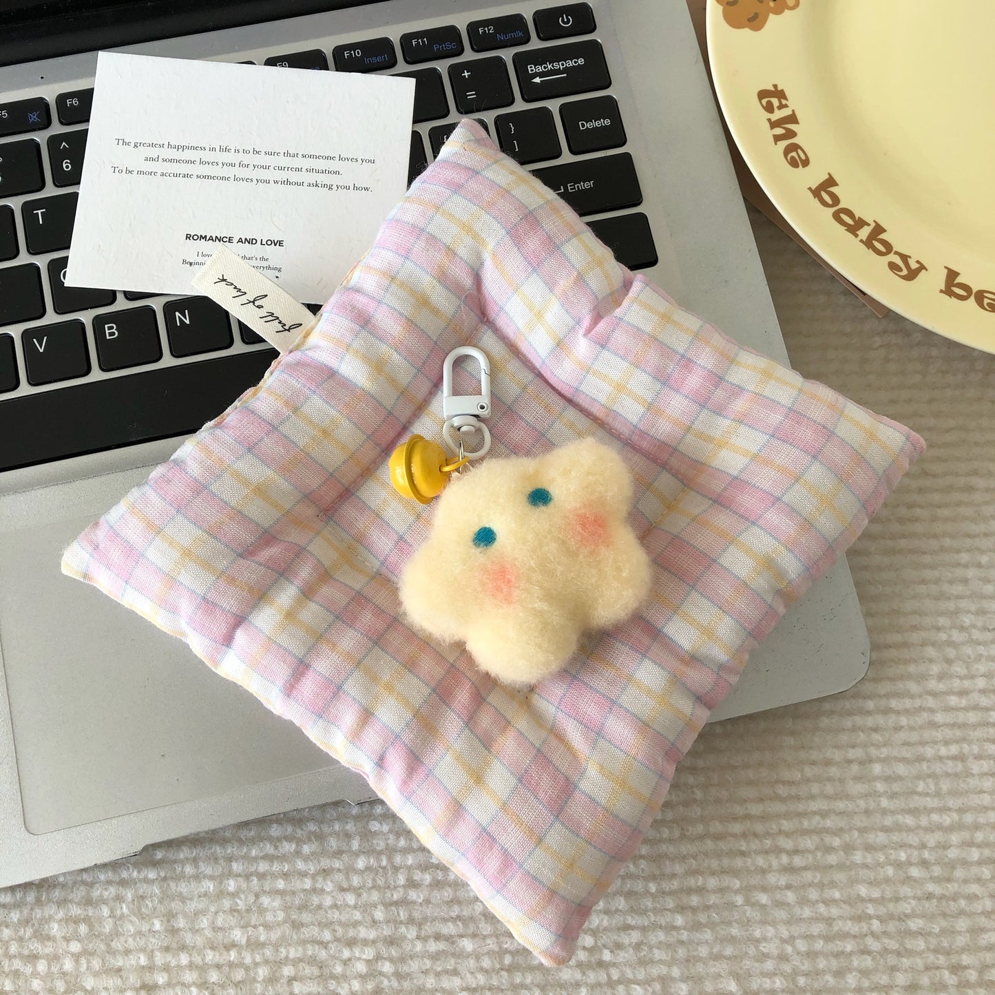 Fluffy Stars & Moon Charm — Keychain & Bag Charm, Pairs with Custom Letter Lanyard