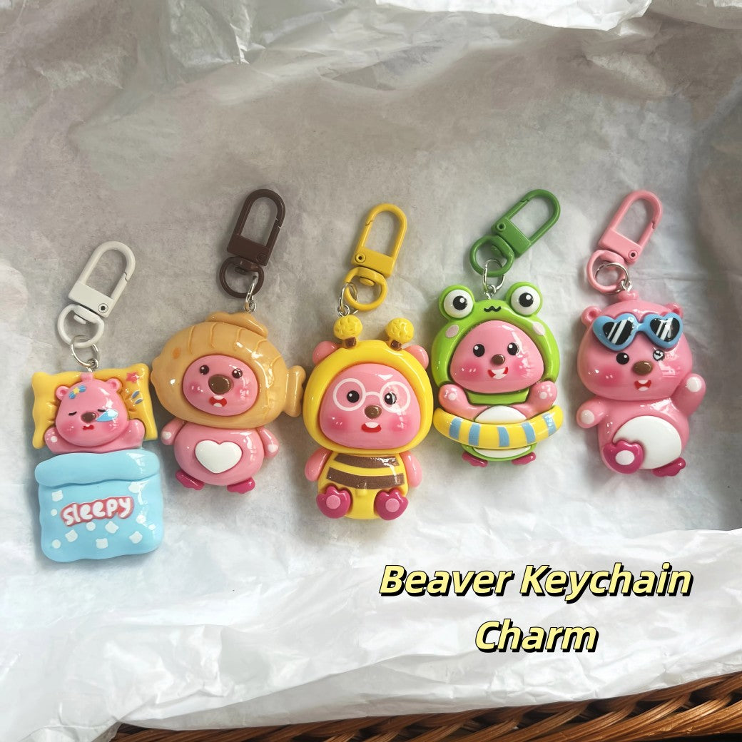 Cute Beaver Charm — Keychain & Bag Charm, Pairs with Custom Letter Lanyard