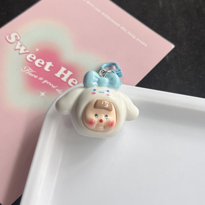 Cute Dress-Up Doll Charm — Keychain & Bag Charm, Pairs with Custom Letter Lanyard