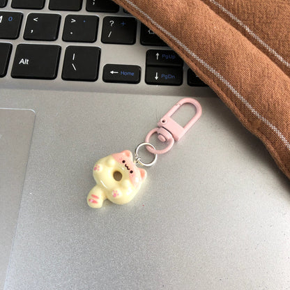 Cute Cat Donut Charm — Keychain & Bag Charm, Pairs with Custom Letter Lanyard