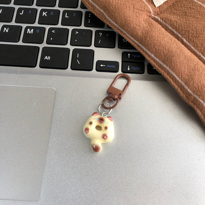 Cute Cat Donut Charm — Keychain & Bag Charm, Pairs with Custom Letter Lanyard