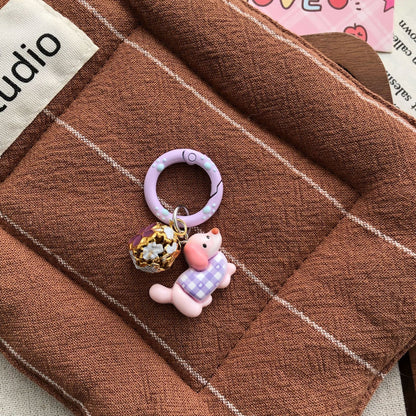 Cute Dachshund Bell Charm — Keychain & Bag Charm, Pairs with Custom Letter Lanyard