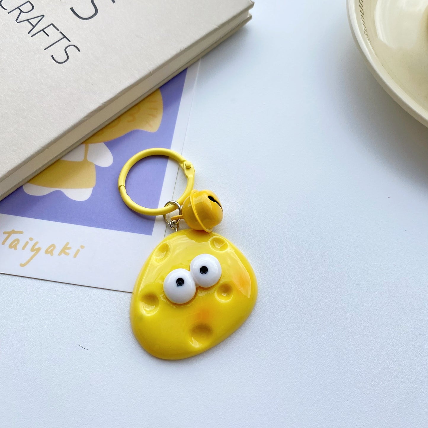 Cheese & Ice Cream Charm — Keychain & Bag Charm, Pairs with Custom Letter Lanyard